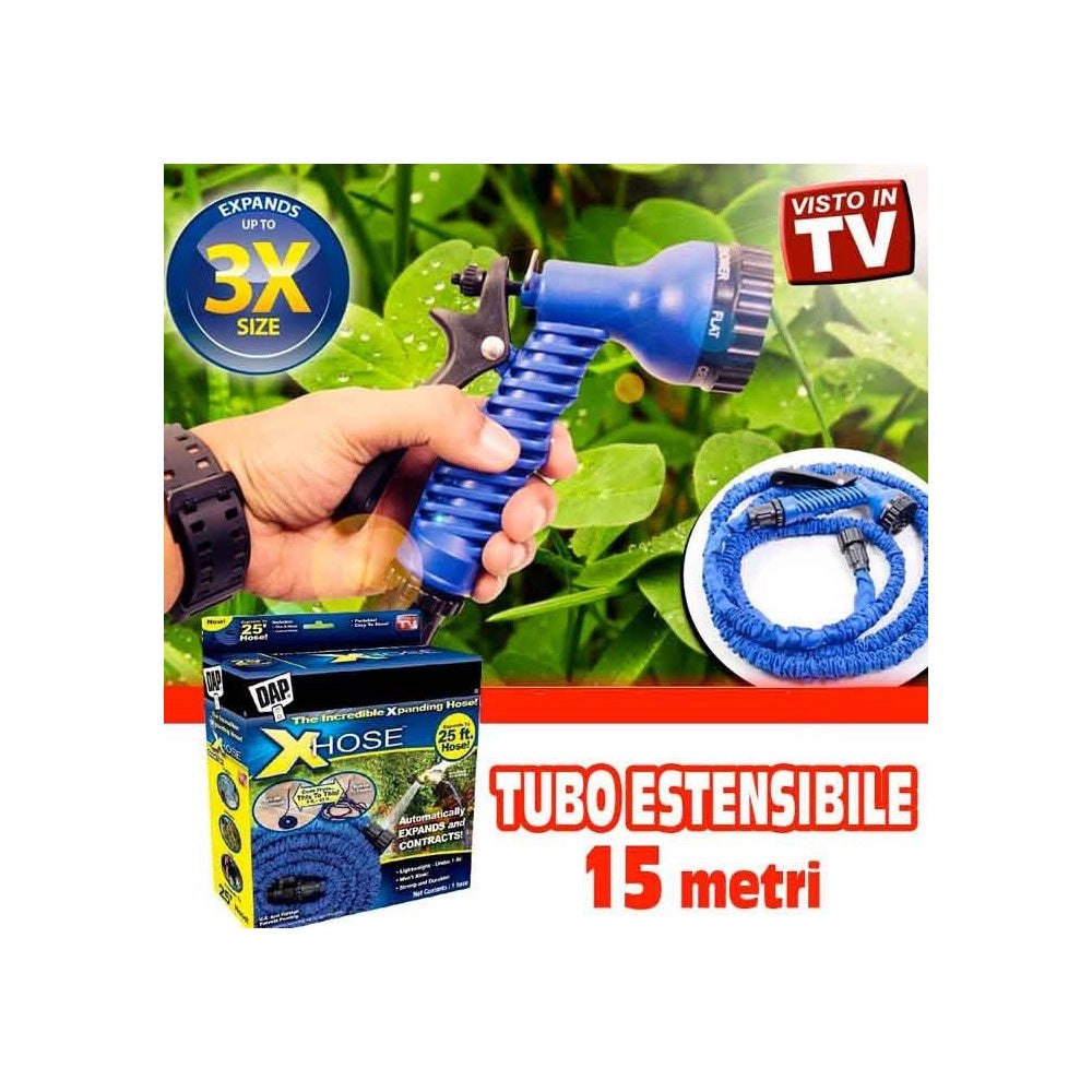 Trade Shop - Tubo Magico Da Giardino 15 Metri Allungabile Estensibile Magic Hose Vari Colori -