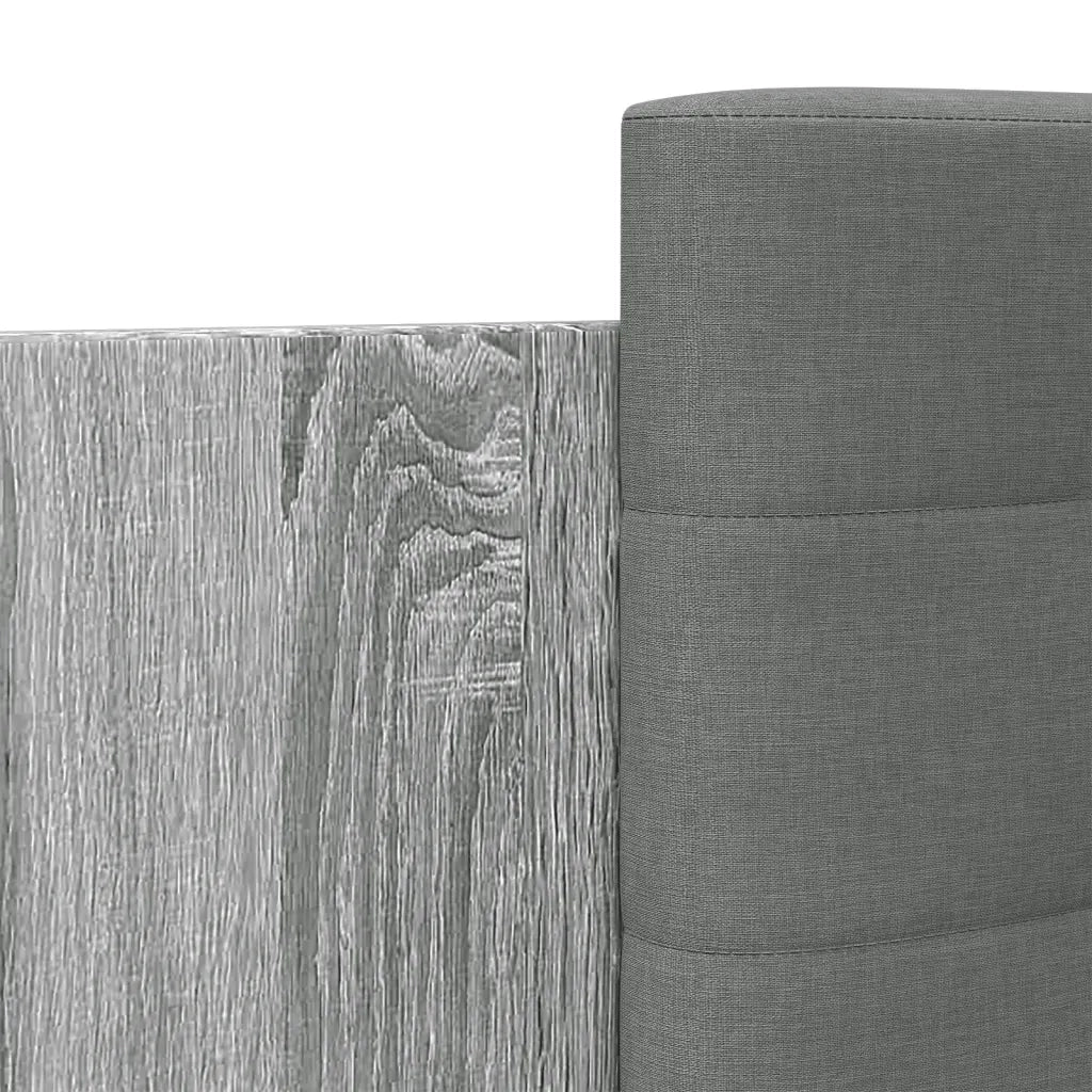 Letto singolo | Letto per adulti | Giroletto con Testiera e LED Grigio Sonoma 90x200 cm