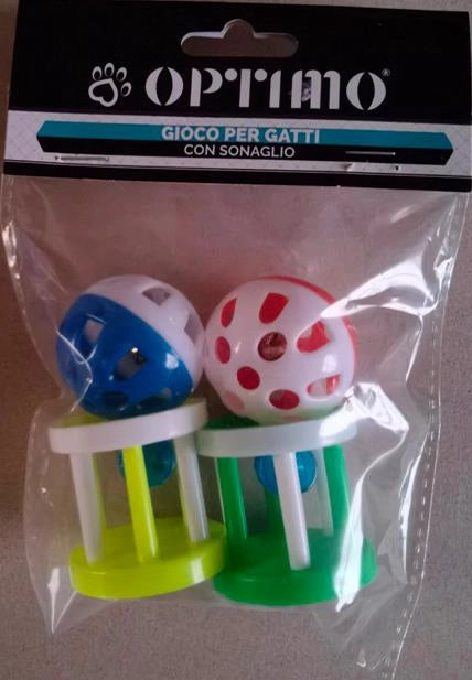 GIOCO PER GATTI CON SONAGLI 4PZ IN COLORAZIONE ASSORTITA OKX