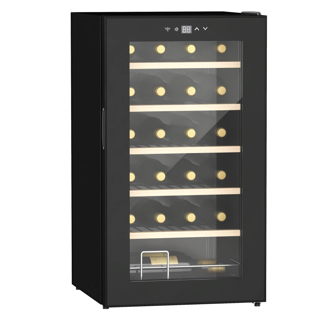 Cantinetta Vino Frigo per 24 Bottiglie, Capacit¨¤ 65L, Controllo Temperatura e Ripiani Estraibili, Nero
