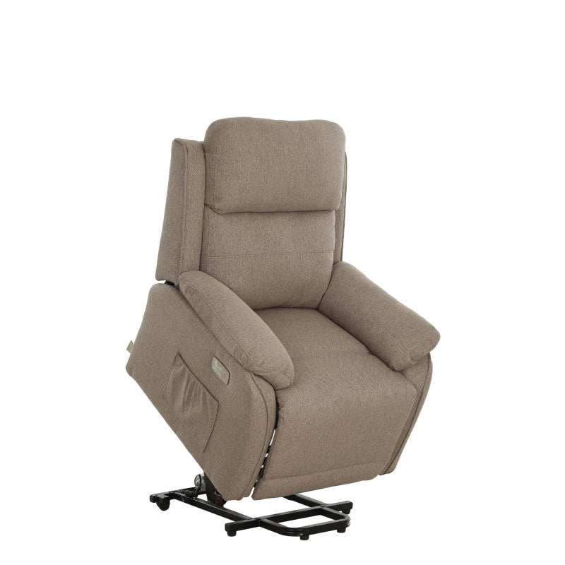 Poltrona Relax Eugenia 2 Motori con Usb Tessuto Tortora