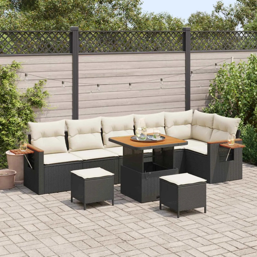 Set Divano da Giardino 9 pcs Nero polyrattan 3363060