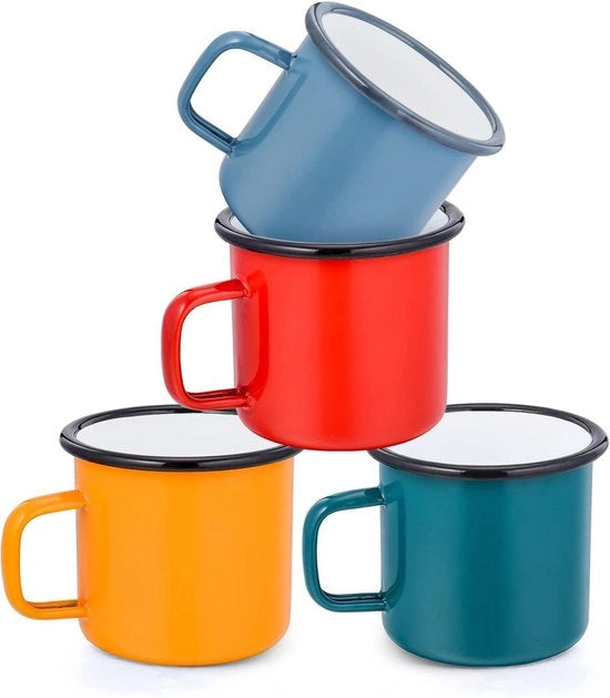 Set di tazze da caffè a 4 pezzi - 350 ml - Rosso/Blu/Verde/Giallo