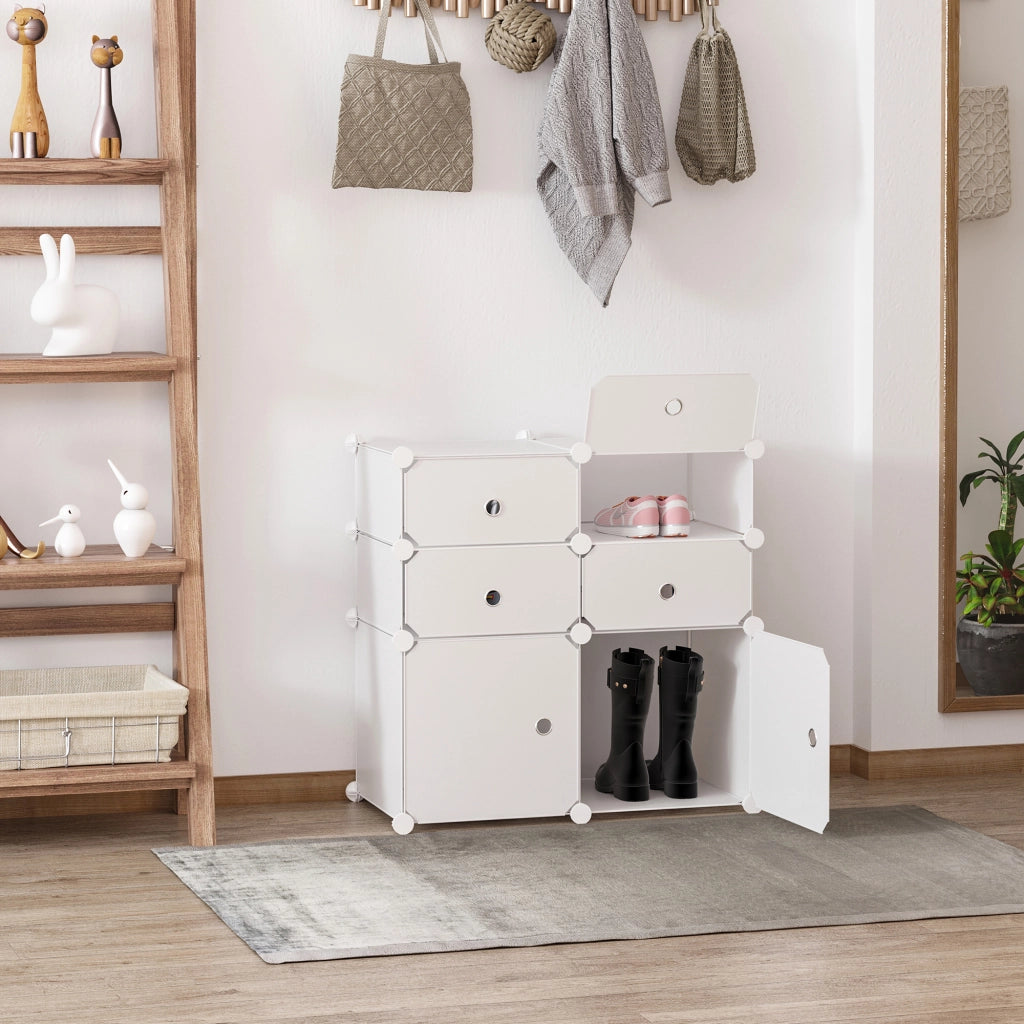 Armadio modulare in plastica con ante ¨C Xylo ¨C 6 cubi bianco