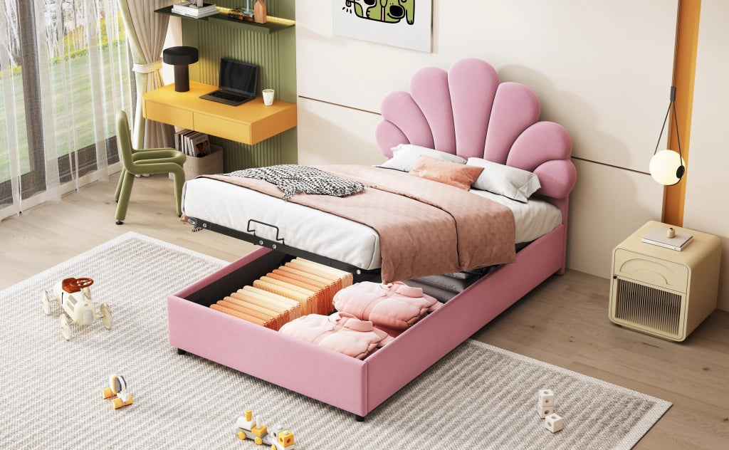 letto imbottito velluto rosa 90 x 200 cm
