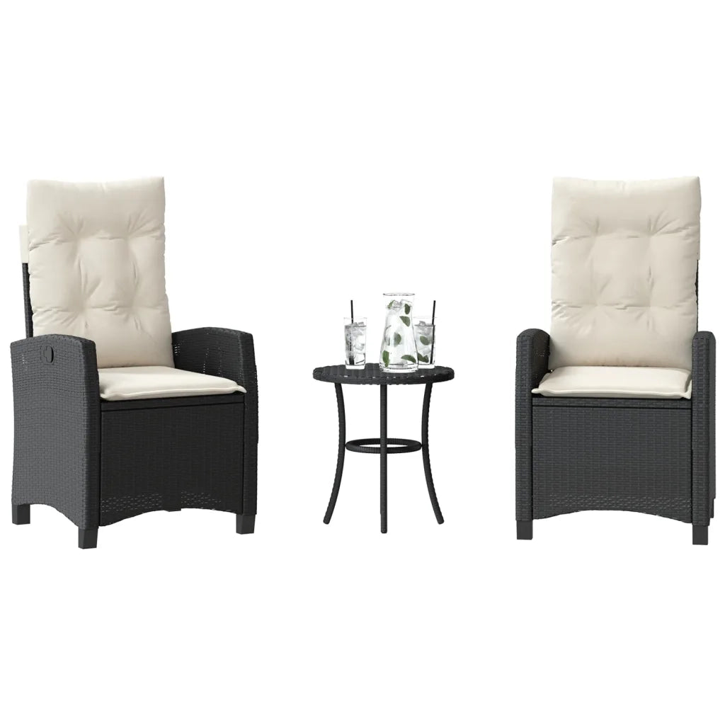 Set da Bistrò 3 pz con Cuscini Nero in Polyrattan 365224