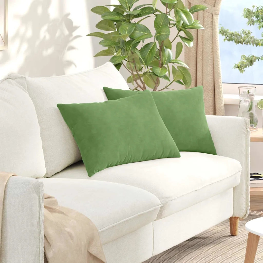 Cuscini da Divano 2 pz-Set di 2 Cuscini per Sofa Verde chiaro 60 x 40 cm