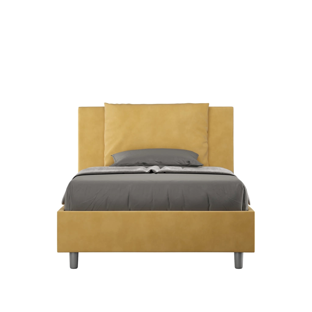 BS COM Letto una piazza e mezza contenitore imbottito 120x200 microfibra ocra