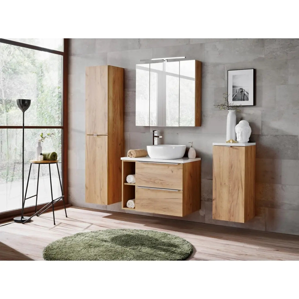 Colonna bagno NALYA 170 cm - Rovere chiaro - Mobile sospeso verticale design