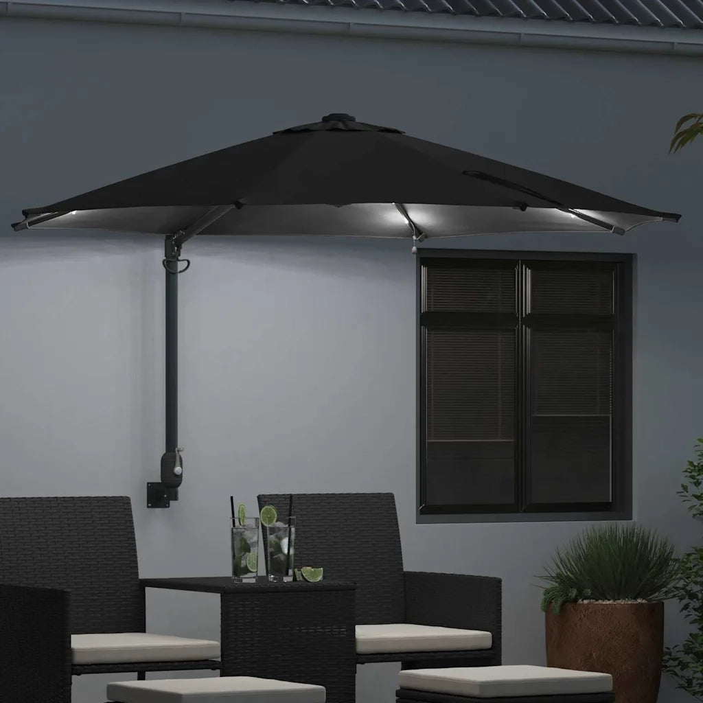Ombrello da giardino Nero 248 x 248 x 148 cm 42003249