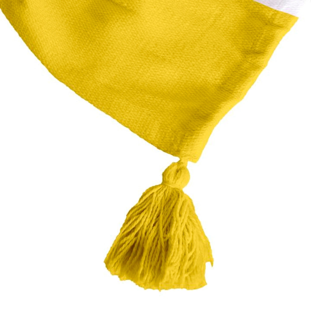 100% cotone plaid giallo con pompons 130x170cm SLAVANN