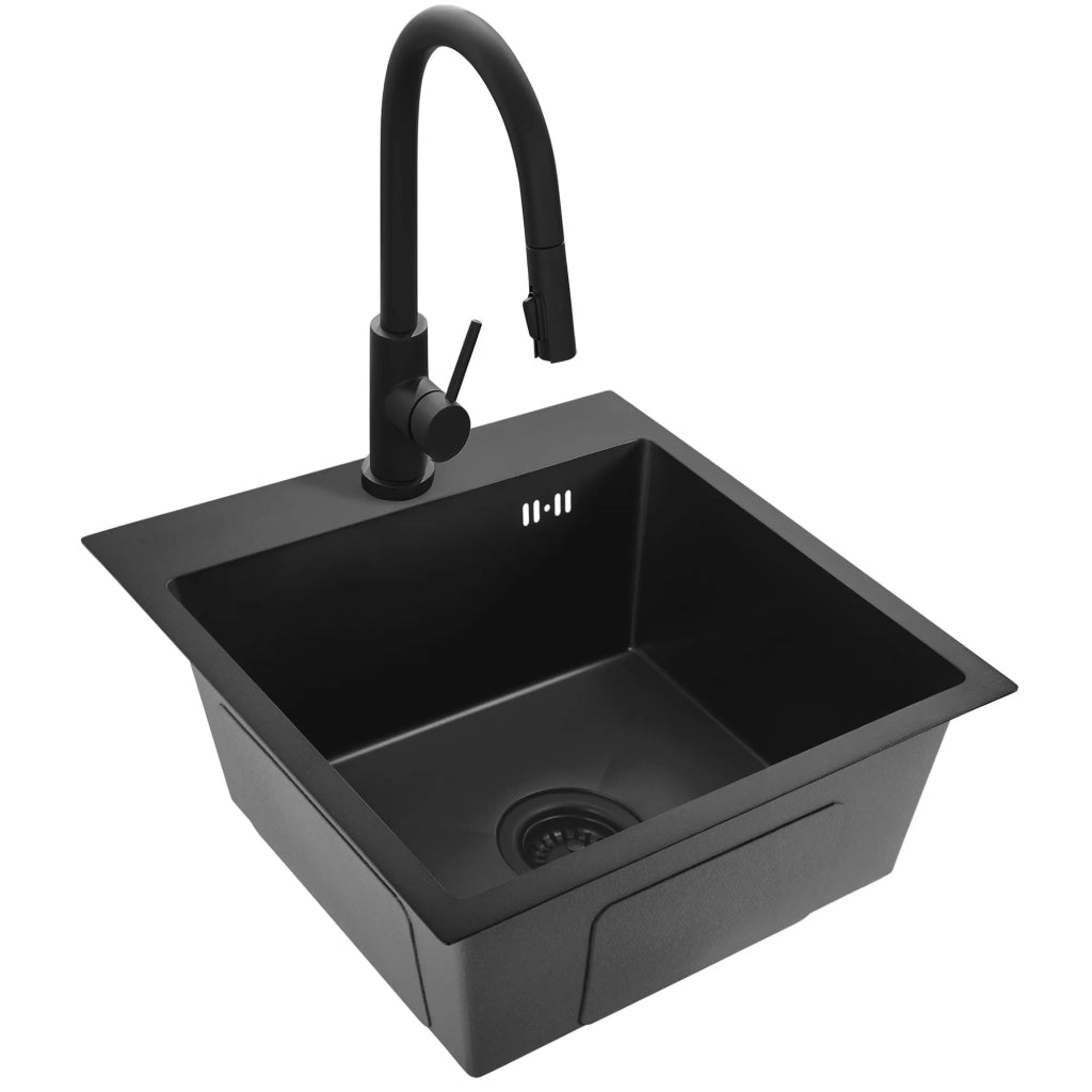 Lavello In Acciaio Leo 40 Black con rubinetto da cucina