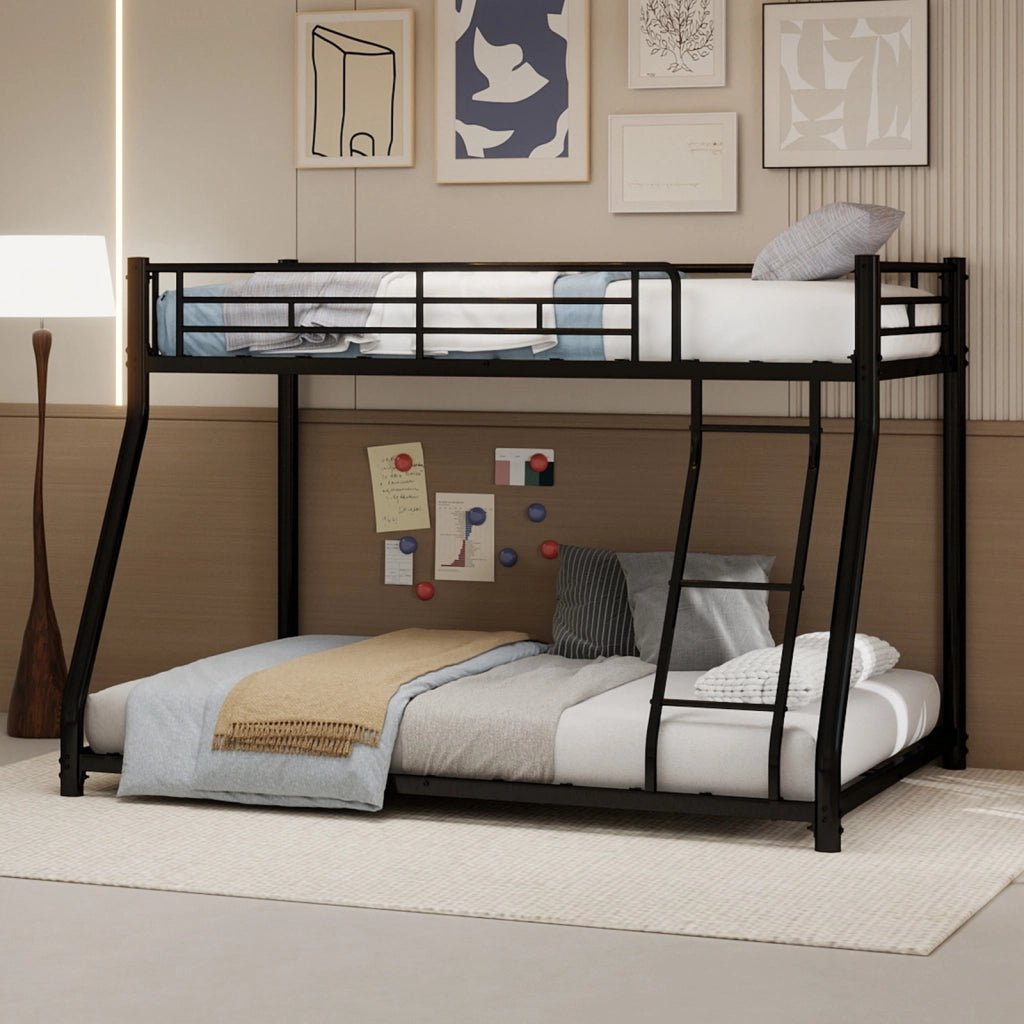 Letto a castello twin over full in ferro nero 105x200 cm