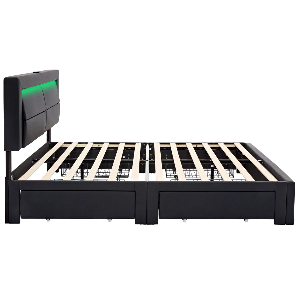 letto imbottito pu nero 140 x 200 cm