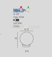 LUMETTO CROMO 1 LUCE VETRO RAME 1184CR-P-RA