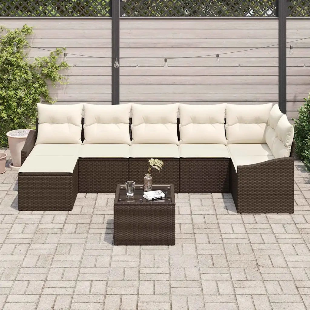Set Divano da Giardino 8 pcs Marrone e Crema polyrattan 3355487