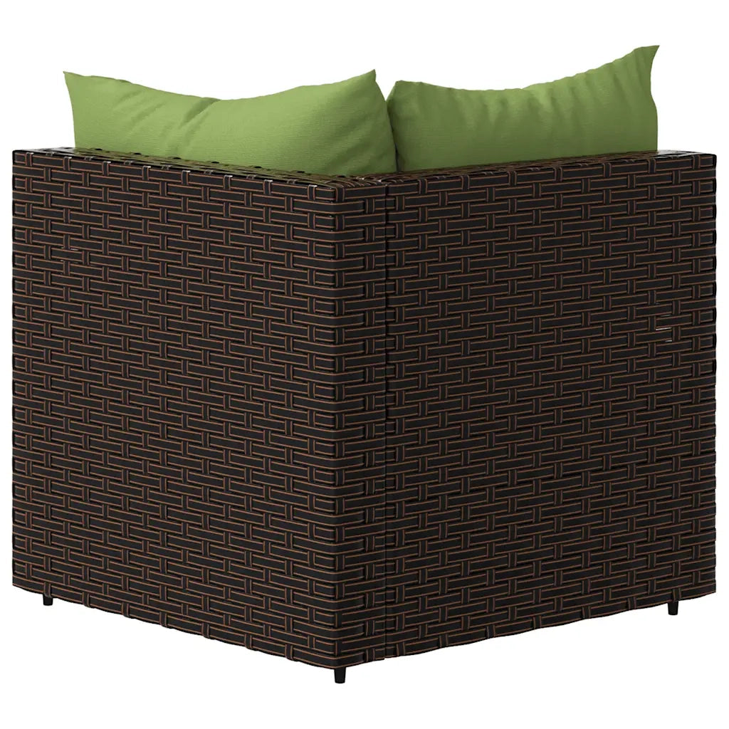 Divani Angolari da Giardino con Cuscini 2pz Polyrattan Marrone 319826