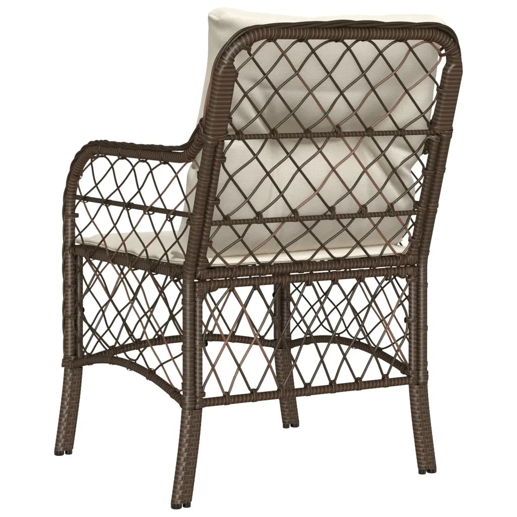 Sedie da Giardino con Cuscini 2 pz | Sedie da Esterno Marroni in Polyrattan