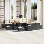 Set Divano da Giardino con cuscino 13 pcs Nero polyrattan 3362840