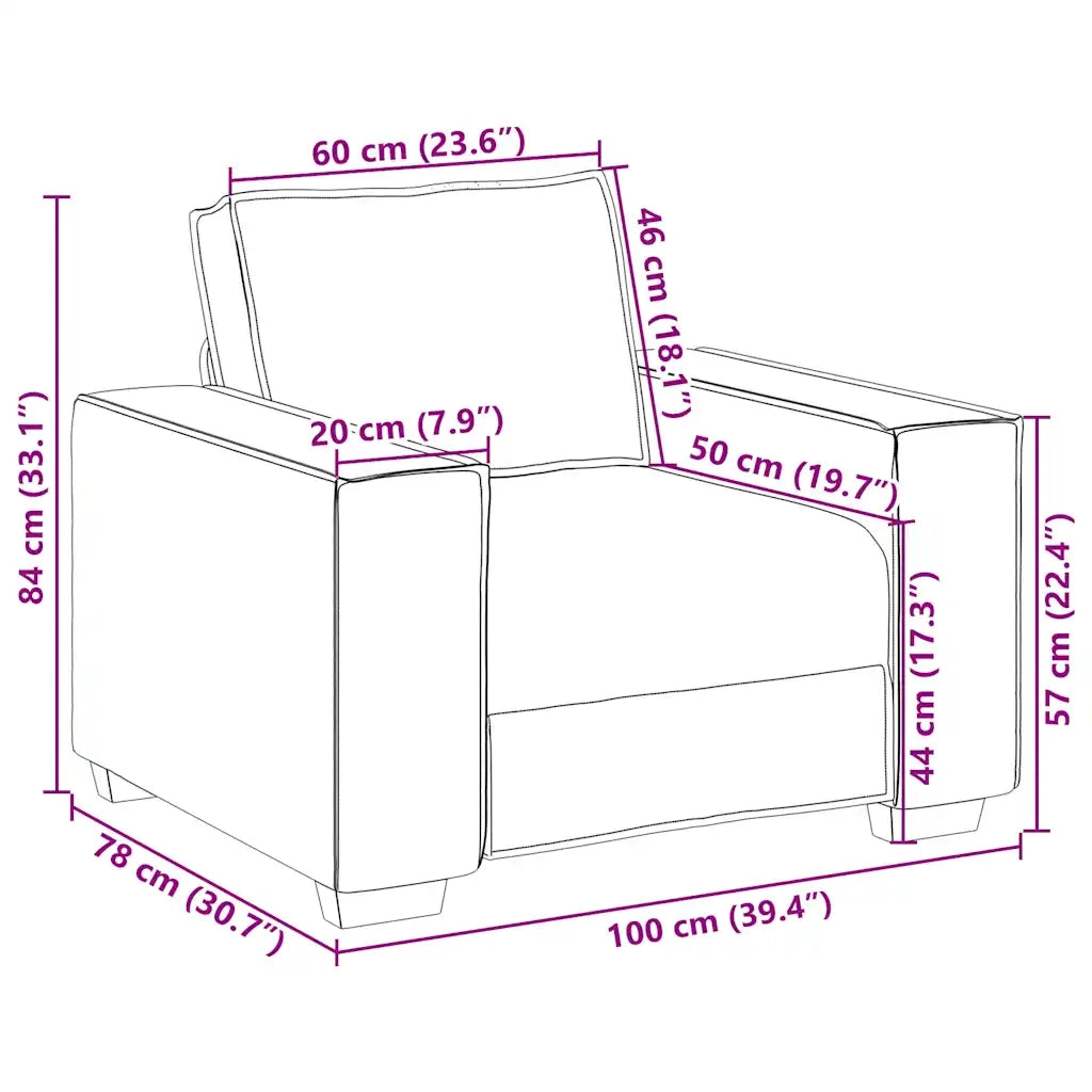 Poltrona Divano Grigio Chiaro 100x78x84 cm Tessuto 4104960