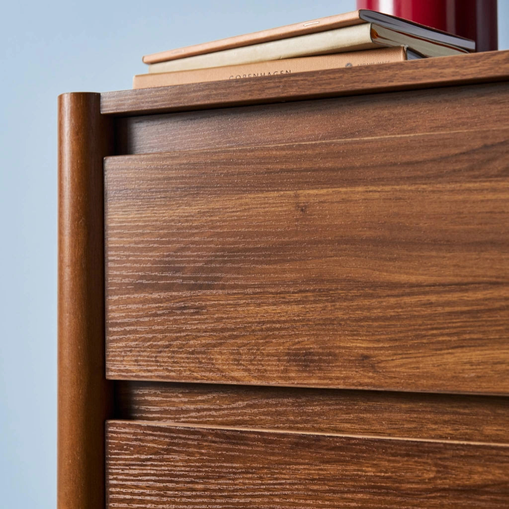 Comodino decorazione legno 2 cassetti, noce