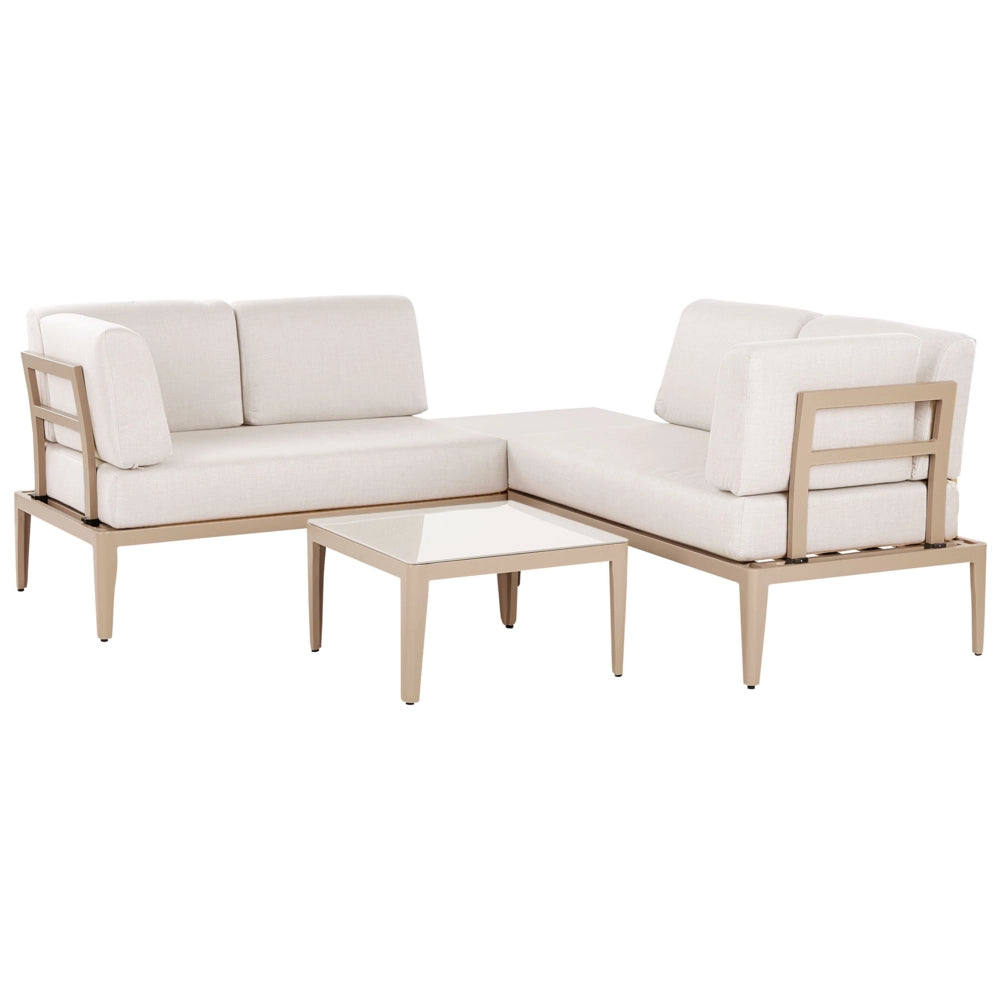Set Divano da Esterno in Alluminio grigio e cuscini beige a 6 posti Patio Moderno