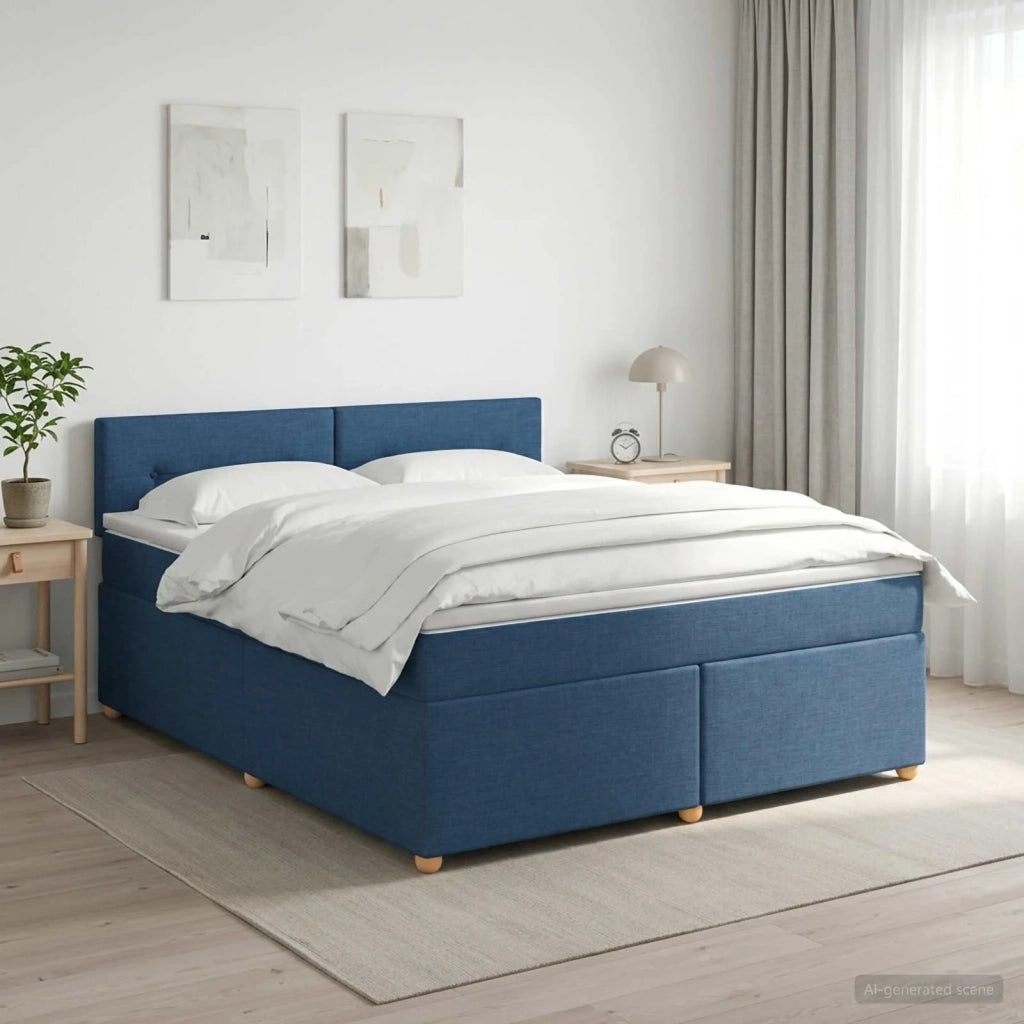 Letto box spring con materasso Blu 140 x 200 cm Tessuto 3450978