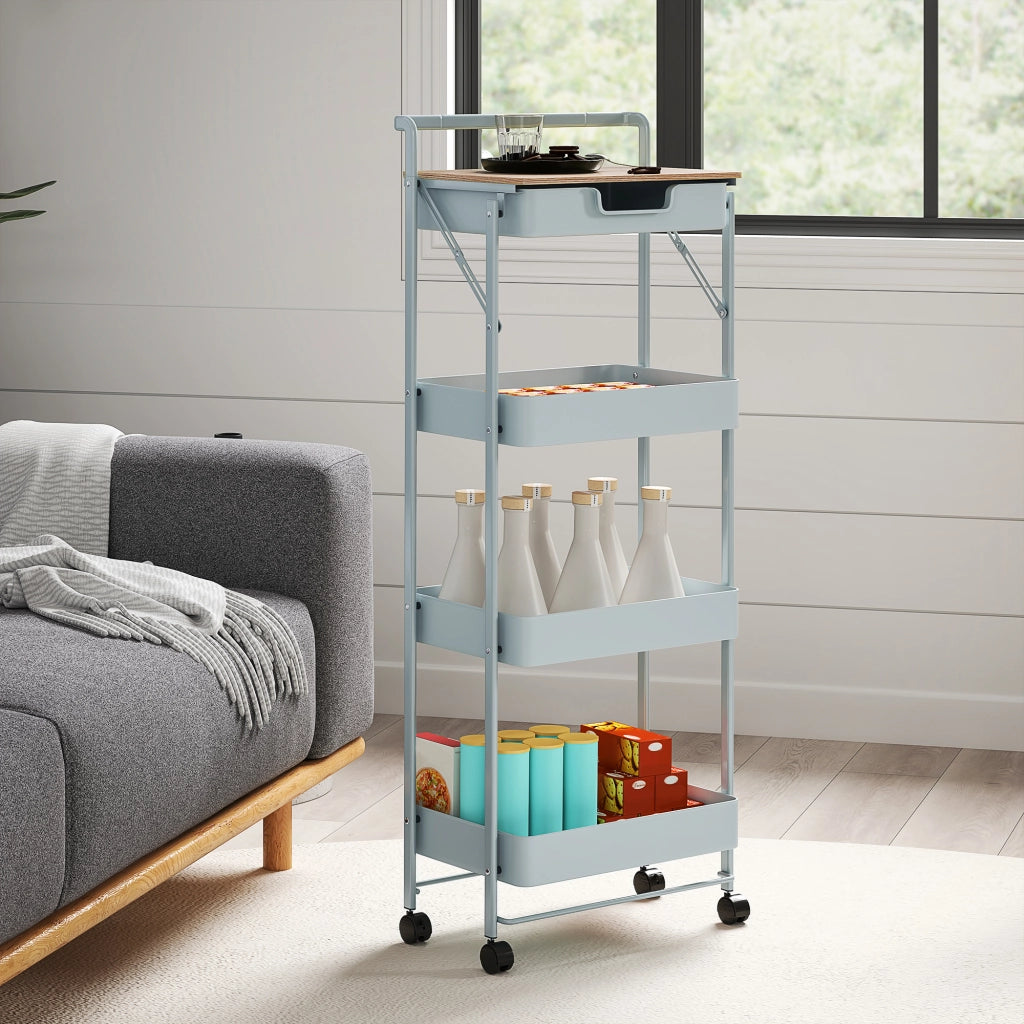 Carrello con cassetti e cestini ¨C zephmum ¨C Verde Chiaro 40x30x60