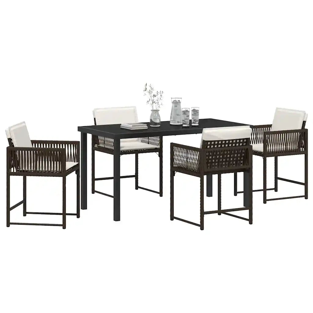 Set da Pranzo per Giardino 5 pcs Marrone polyrattan 3380754
