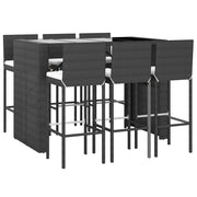 Set bar da giardino da 7 pezzi con cuscini in polyrattan nero 02_0013424