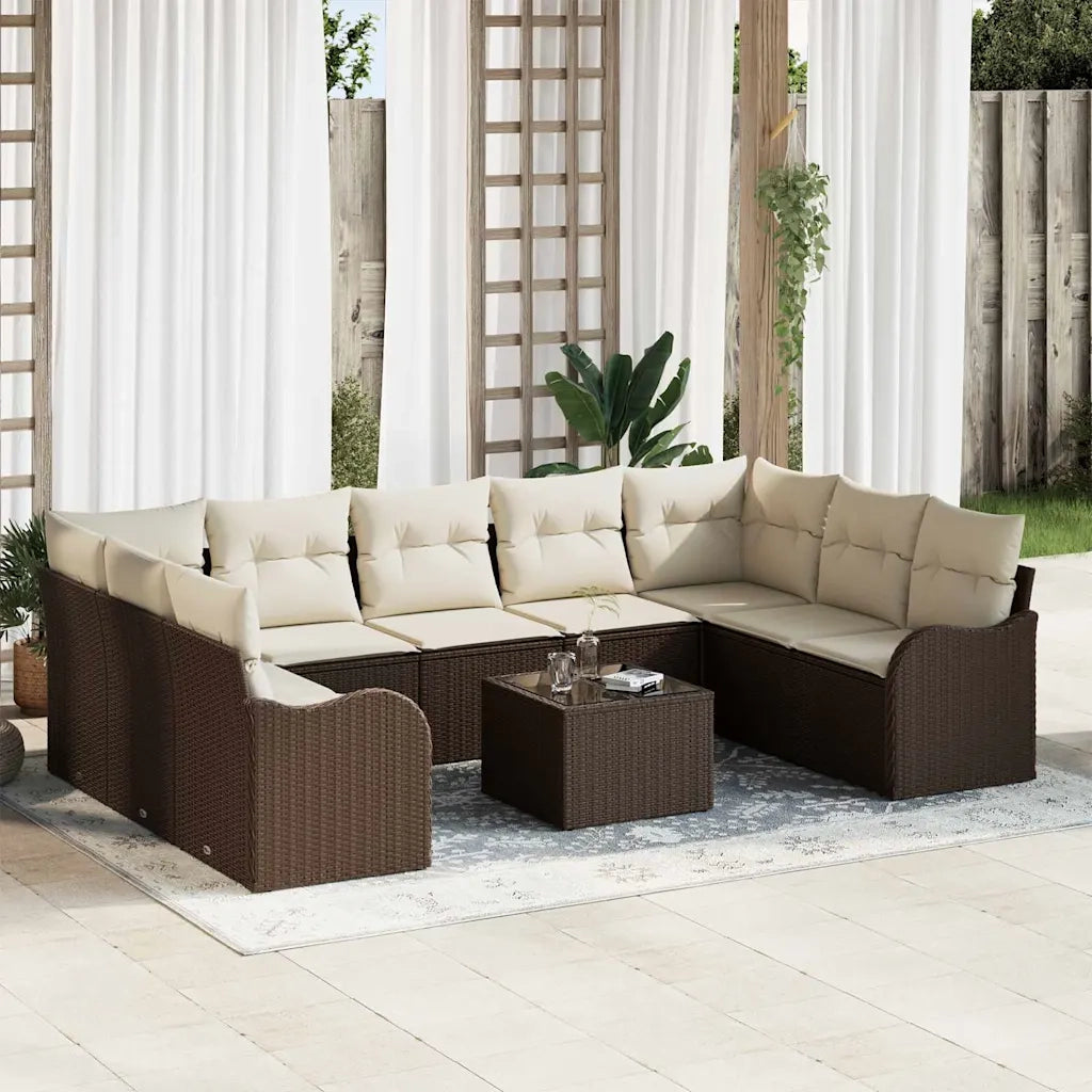 Set Divano da Giardino Marrone polyrattan