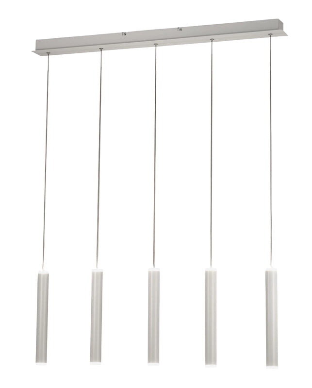 Lampada a sospensione Prado 5 luci Fabas Luce - LED 33 W dimmerabile - Bianco opaco Design lineare