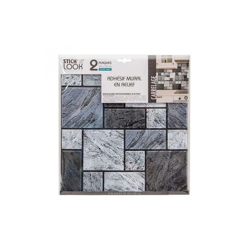 Foglia da parete 2 pz grigio/nero