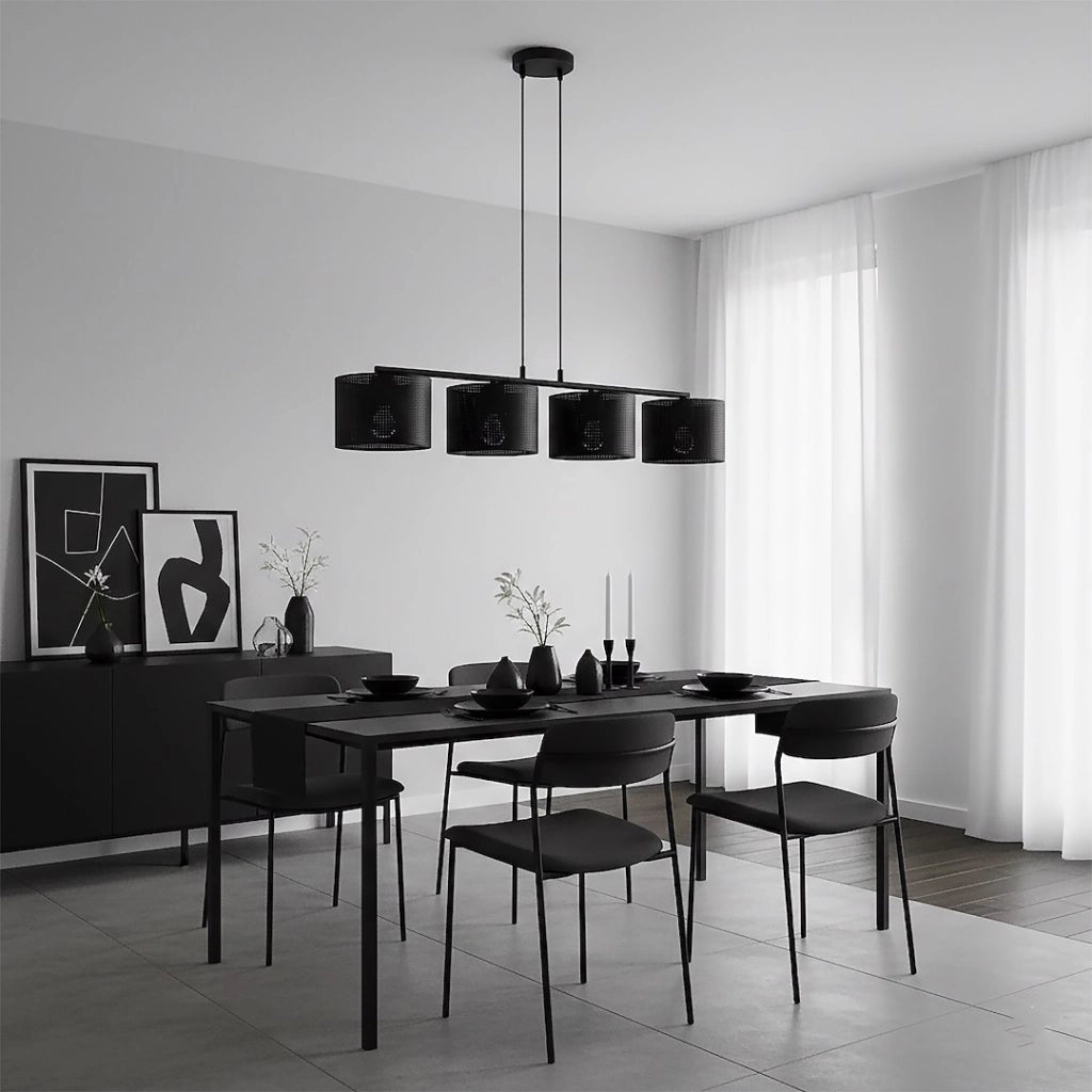 Lampada sospesa LUX nera 4xE27 cilindrica Emibig