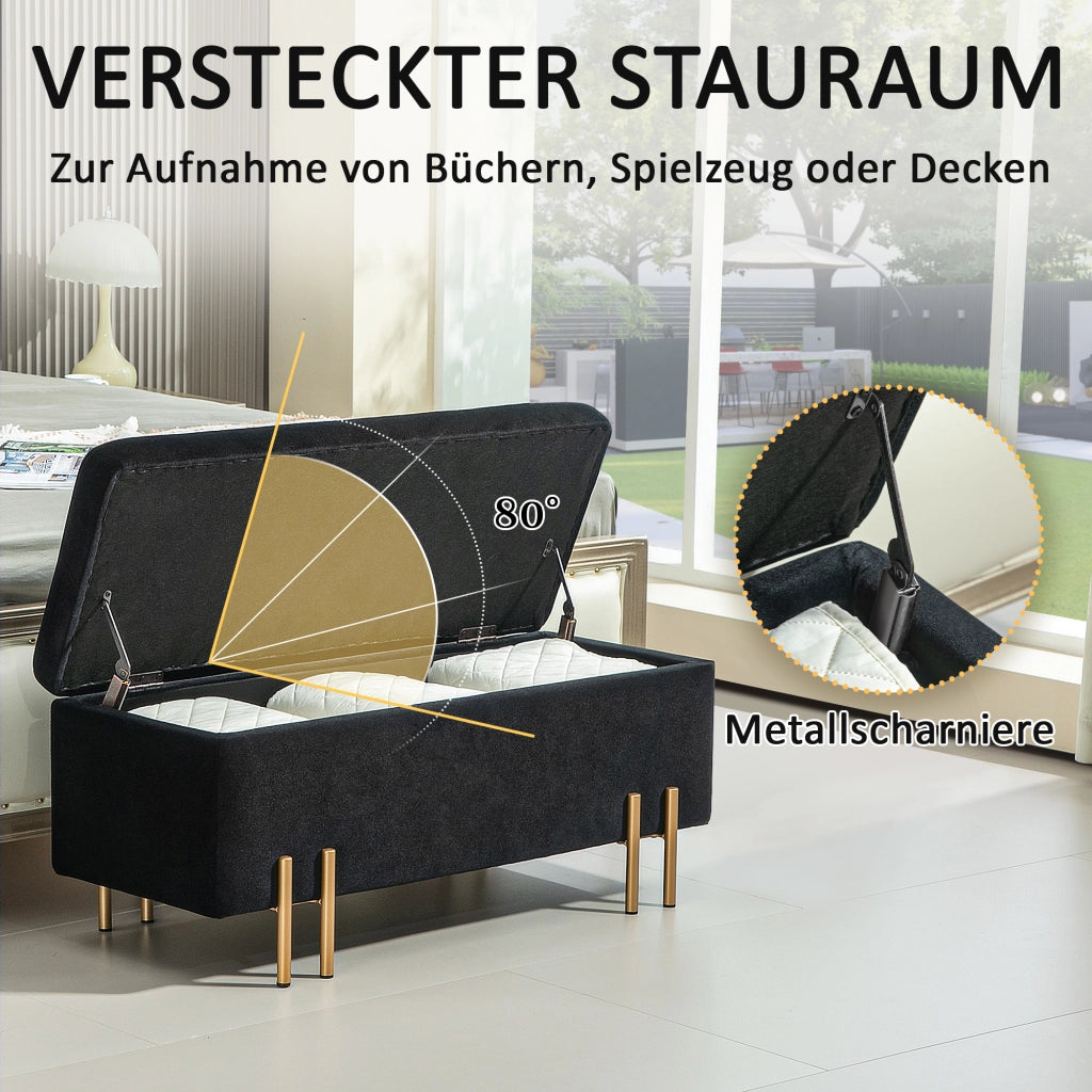 Divano con cassetti ¨C Minimal ¨C Nero, metallo, 100x40x42 cm