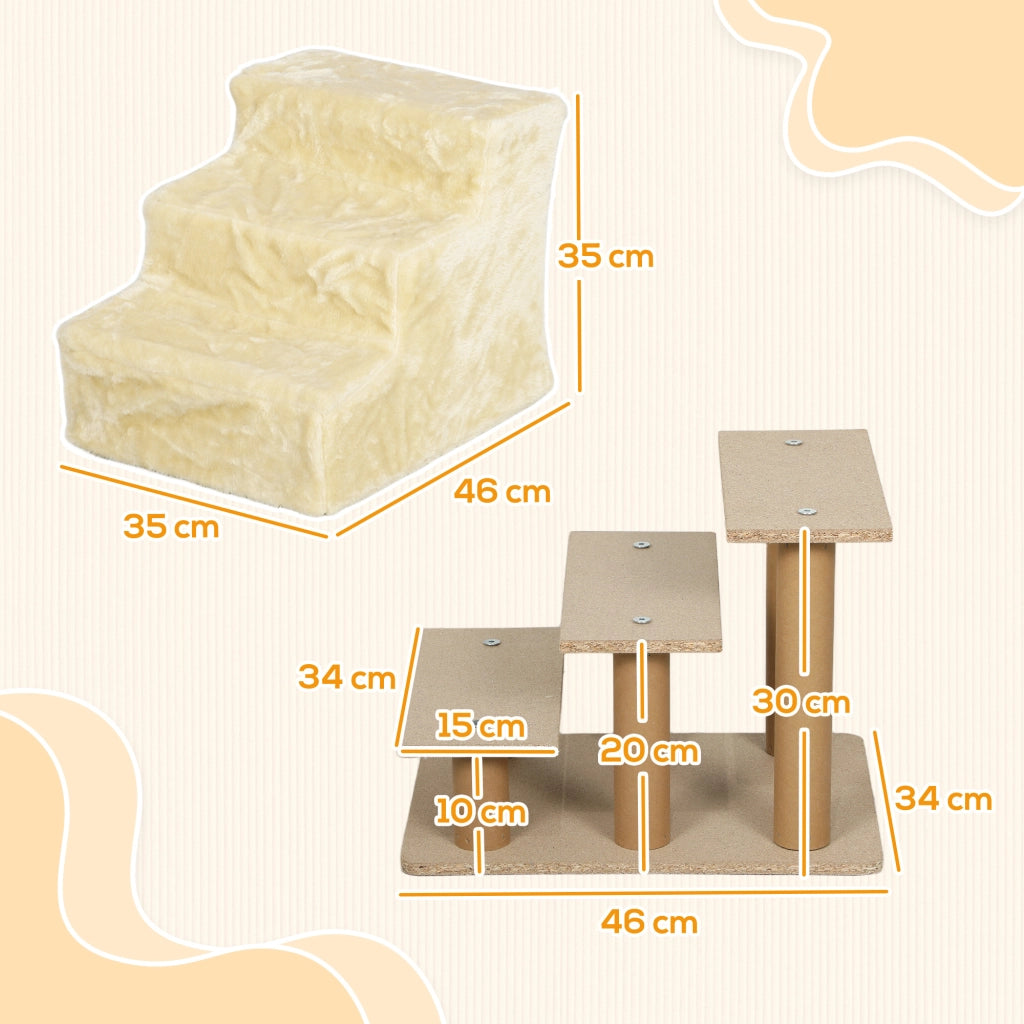 Scaletta per Cani 3 Gradini con Fodera Removibile ¨C Xylo ¨C Beige 46x35x35 cm