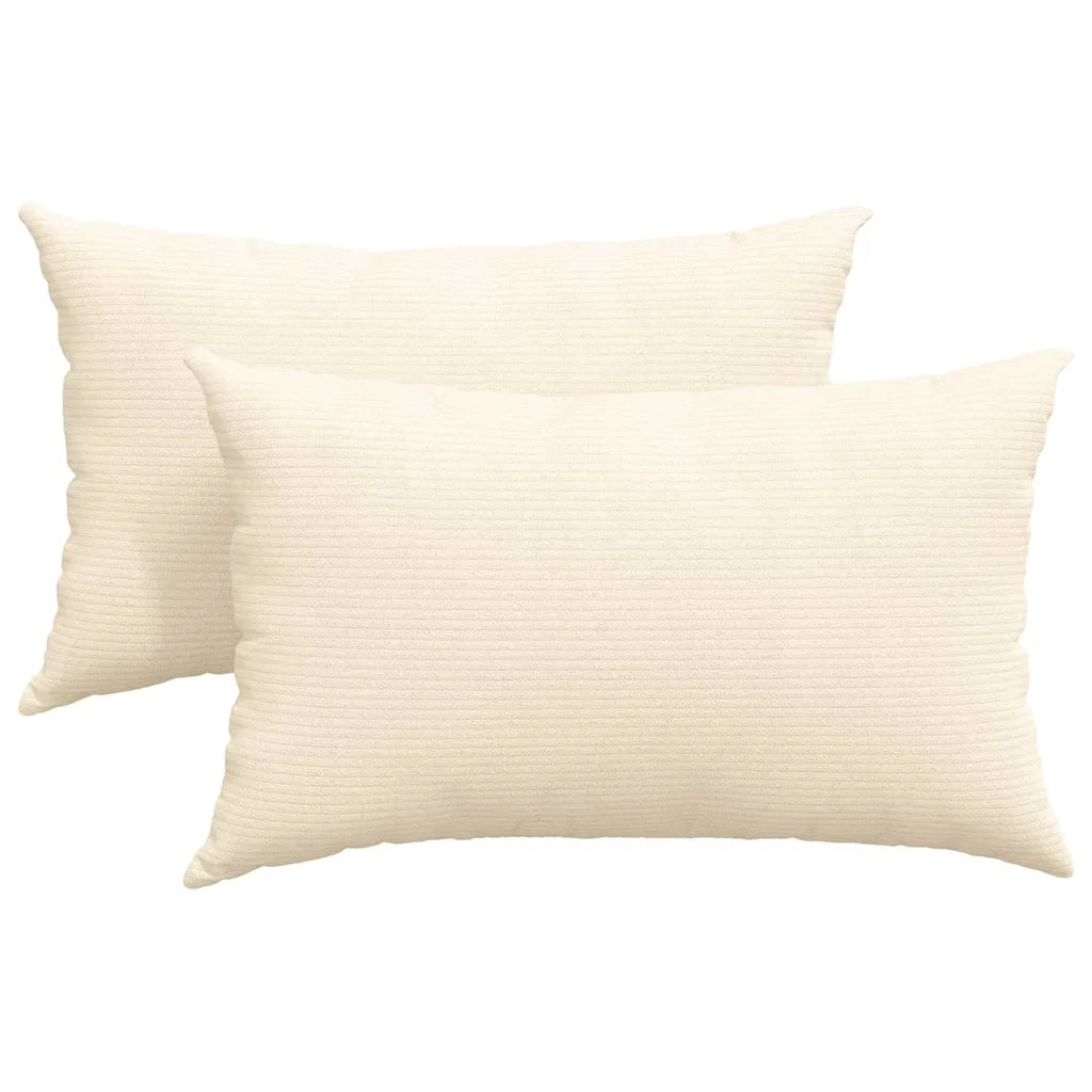 Cuscini da Divano 2 pz-Set di 2 Cuscini per Sofa Crema 50 x 30 cm Tessuto in Cords 151377
