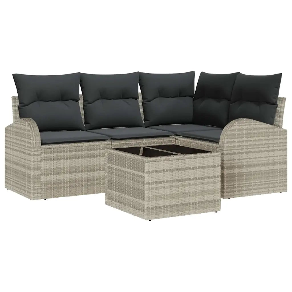 Set Divano da Giardino 5 pcs Grigio chiaro polyrattan 3354701
