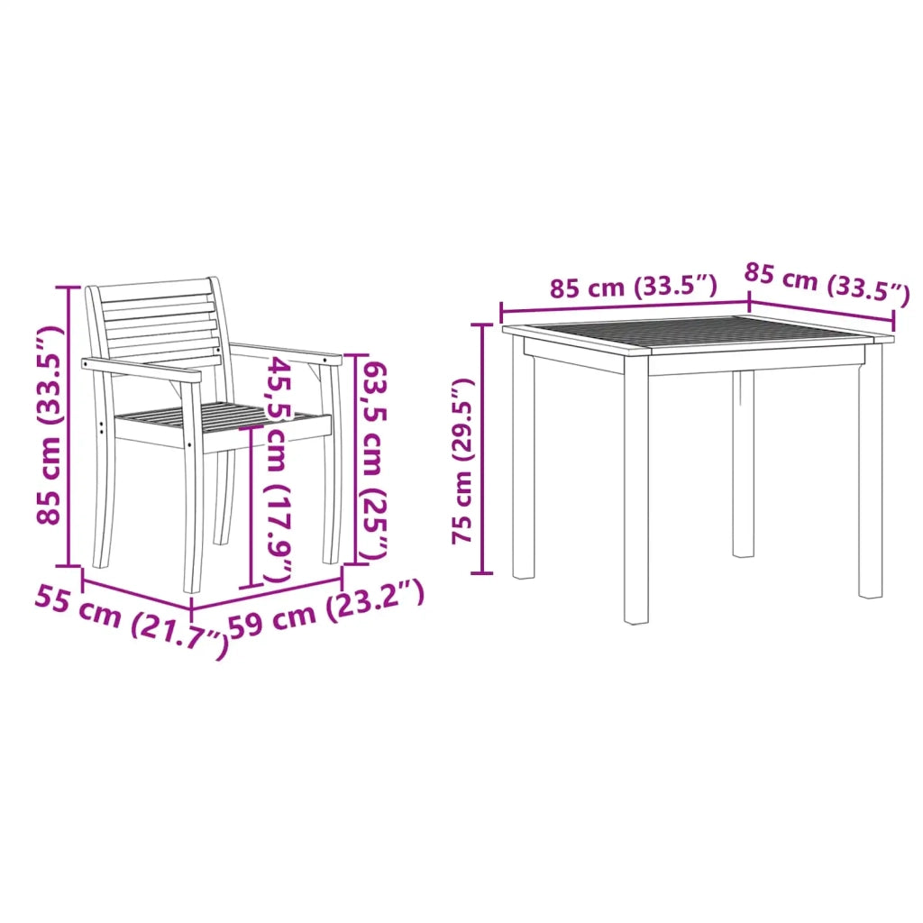 Set da Pranzo per Giardino 5 pcs Marrone