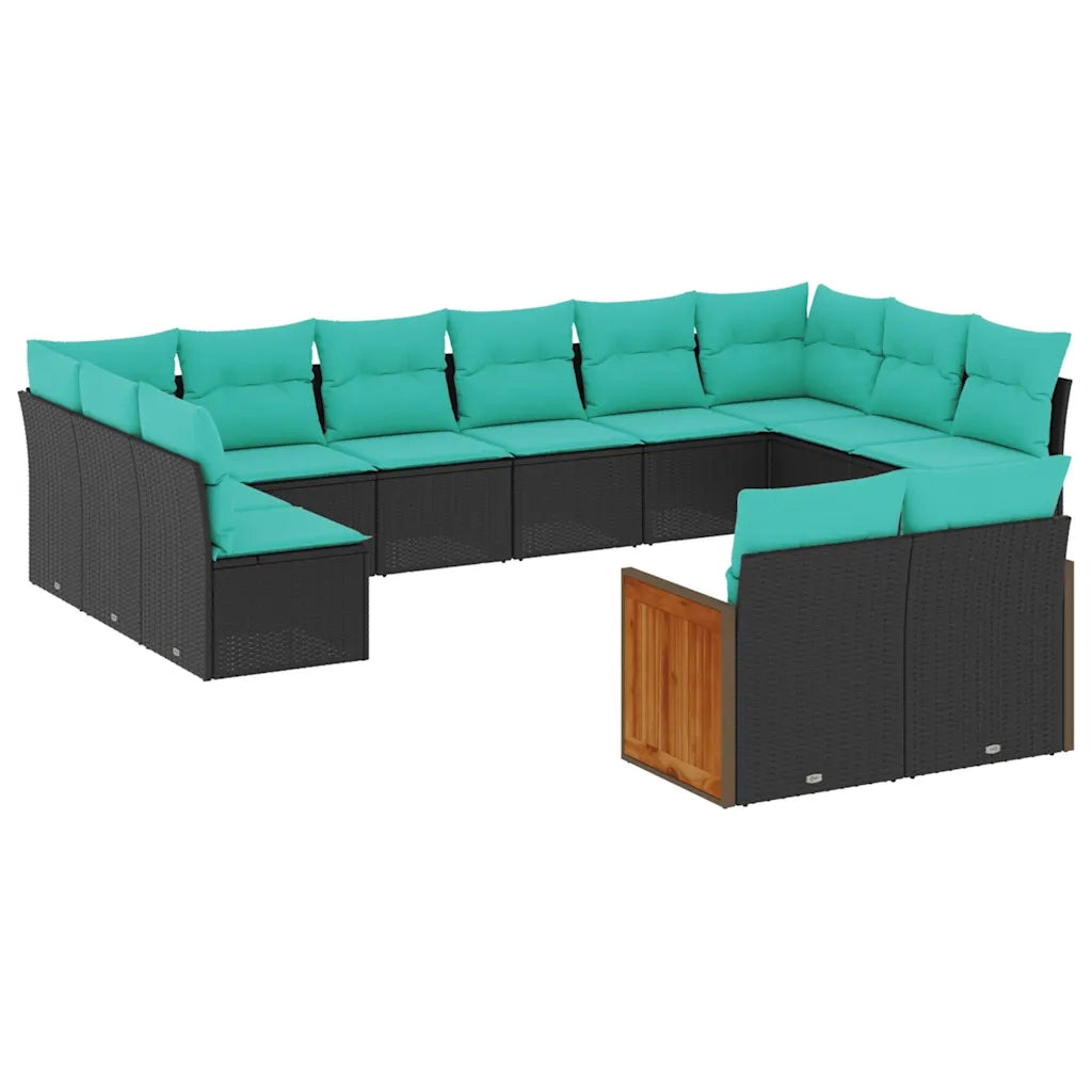 Set Divani da Giardino 12 pz con Cuscini Nero in Polyrattan 3228122