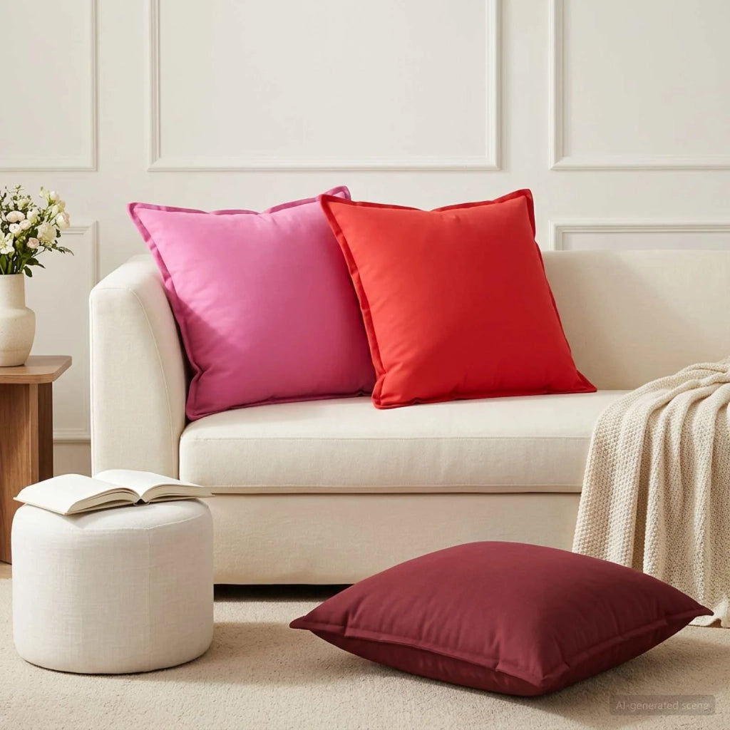Federa 2 pz HOUTEN Rosso 55 x 55 cm Poliestere 920511