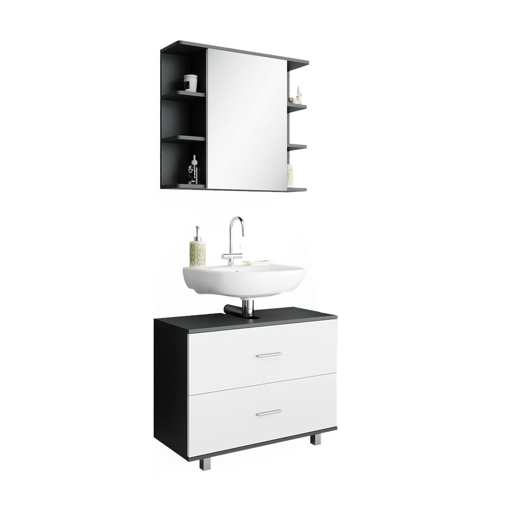 Vicco Set mobili bagno Bianco/antracite 2 parti