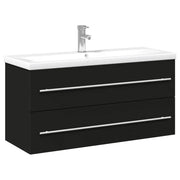 Mobiletto da bagno sospeso 100 x 38,5 x 48 cm con pratico vano contenitore design moderno legno nero 02_0055545