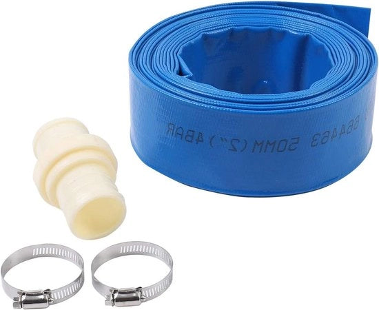 Serpentino di scarico 10 m x 50 mm - per pompe immersioni e altre pompe ad acqua - con viti e connessione rapida - irrigazione per vasi e giardino - blu