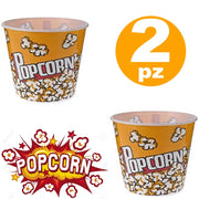 Trade Shop - 2 Contenitore Per Pop Corn Ciotola Rigida Bicchiere Riutilizzabile Festa Cinema -