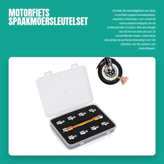 Kit di chiavi a spalla 10 misure - Set di chiavi a CNC - Strumenti di riparazione - Adatto per motocicli - Lunghezza 93 mm - Alluminio/Ferro - Chiave a spalla