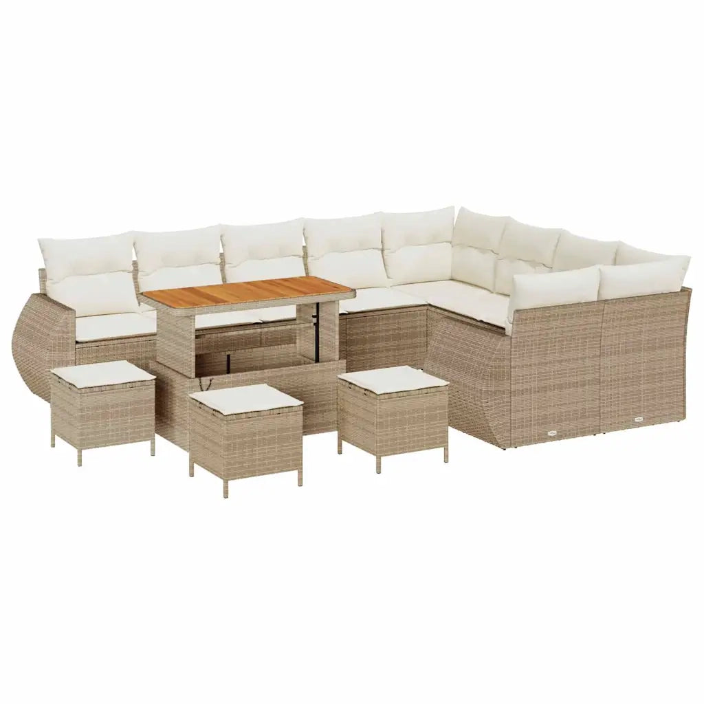 Set Divano da Giardino con cuscino 13 pcs beige e panna