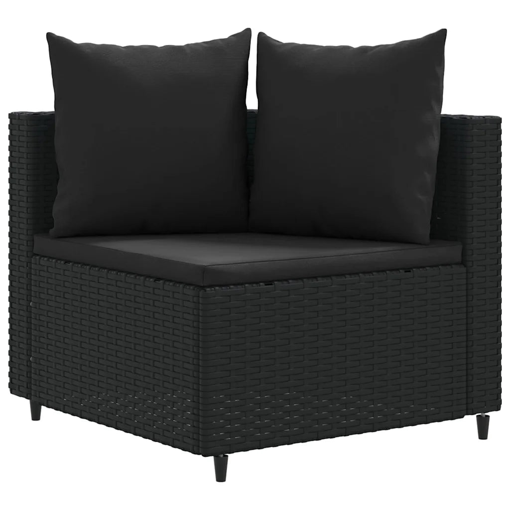 Set Divani da Giardino 5 pz con Cuscini in Polyrattan Nero 3308443