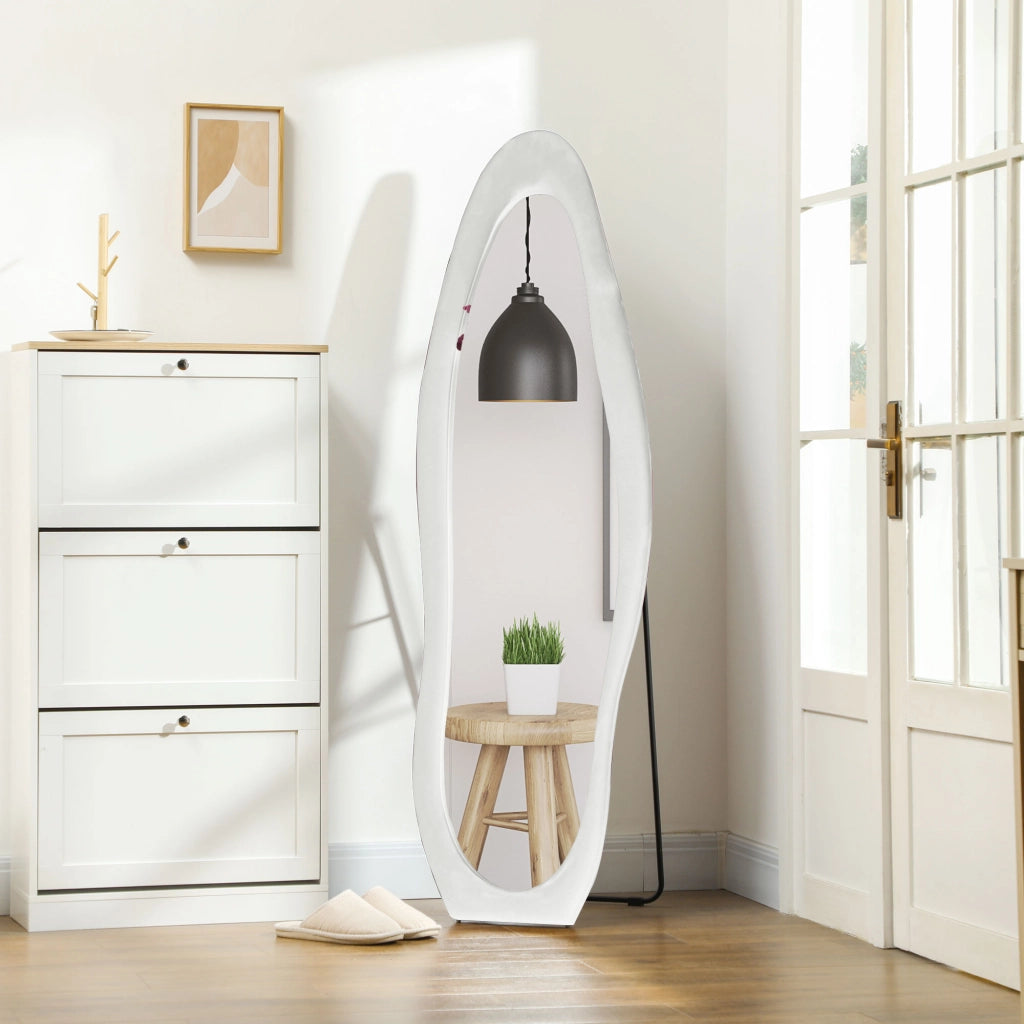 Specchio da Terra ¨C Xylo ¨C Forma Ondulata 160x50cm Bianco