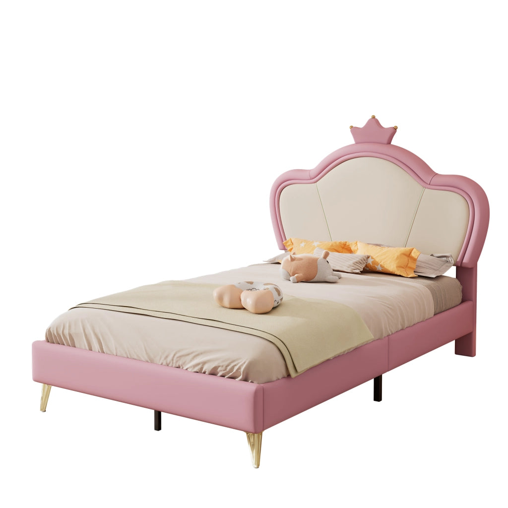 letto imbottito pu rosa bianco 90x200 cm